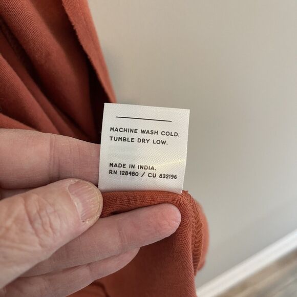 Pact Women’s M/L Airplane Cardigan Open Front Burnt Orange Rust Organic Cotton - Picture 5 of 7